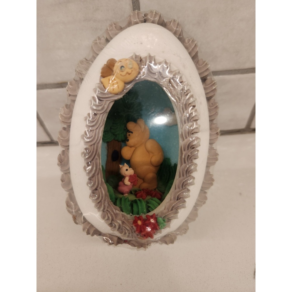 Vintage Sugar Easter Egg‎ Diorama Decoration Winnie The Pooh & Piglet Chick 5"